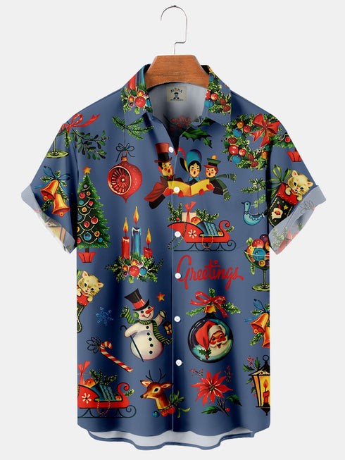 Men's Christmas Funny Graphic Short Sleeve Hawaiian Shirt